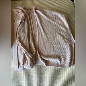 LOFT Pink Cardigan Sweater with Ribbed Knit Texture